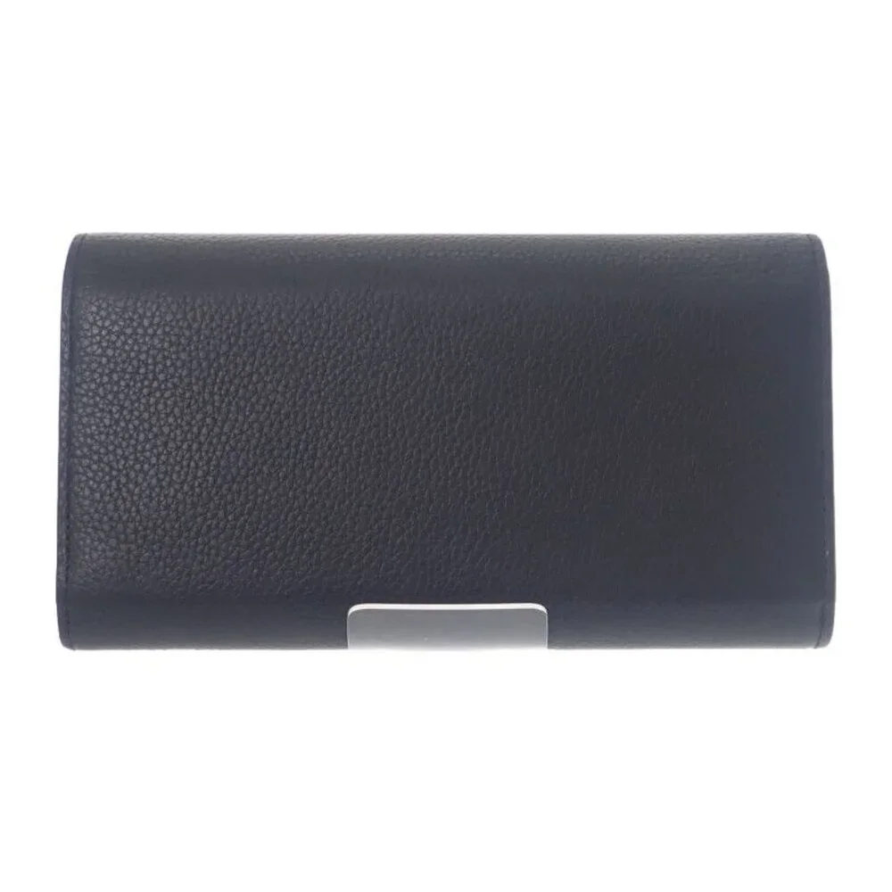 Dior Long Flap Wallet 2 Cdi h00 N Long Wallet Calf Black Silver Hardware
